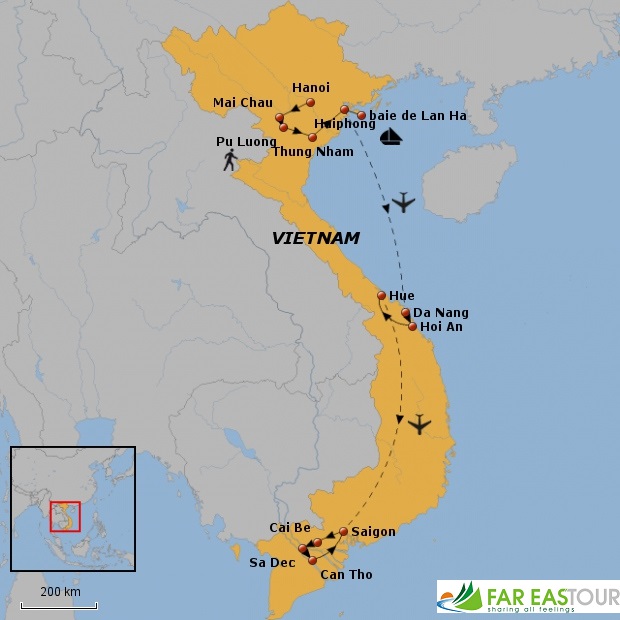 Carte-du-circuit-Vietnam-hors-des-sentiers-battus-2-semaines