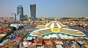 Le marché central de Phnom Penh est un site fascinant pour le style colonial francais